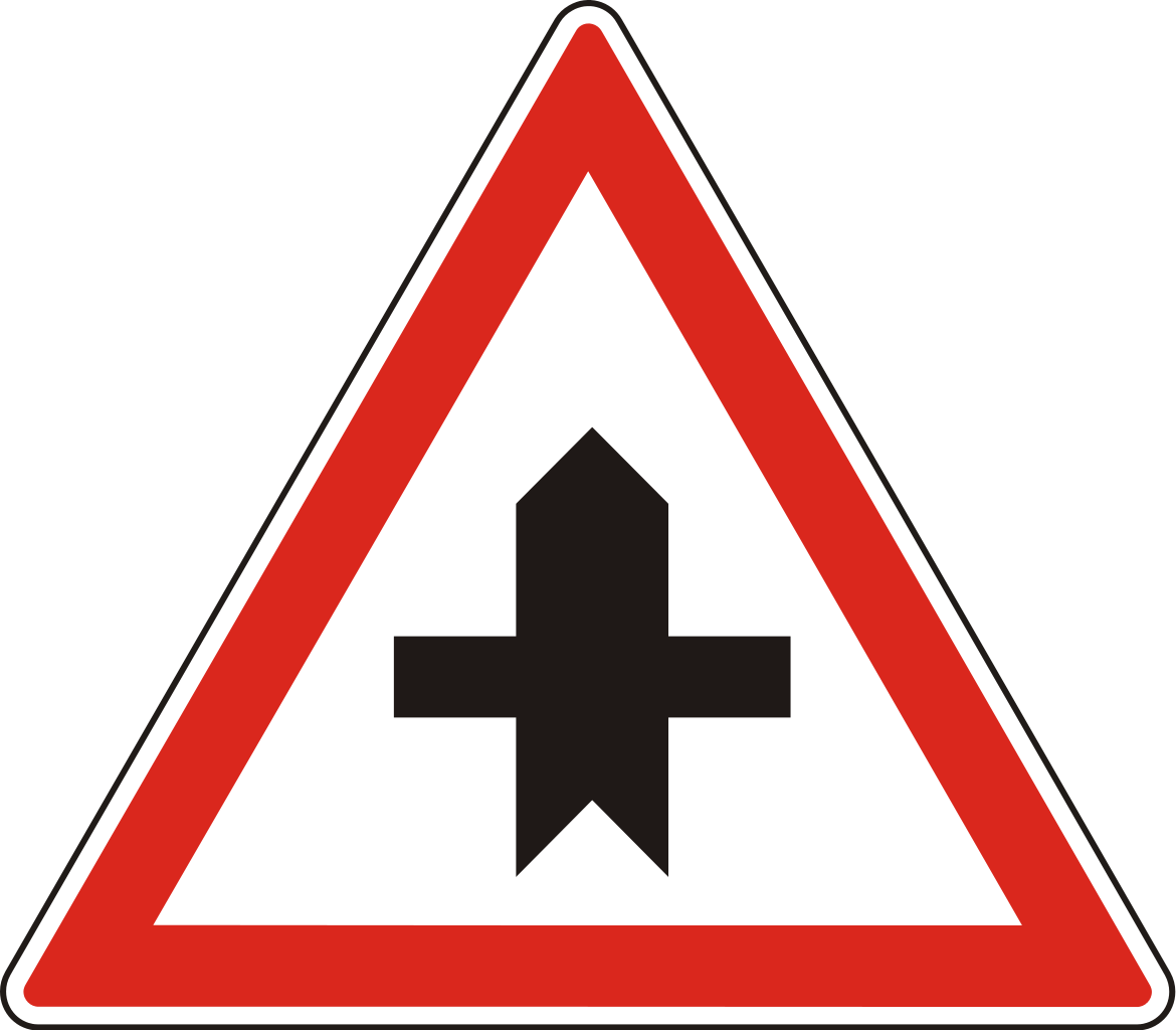 Intersection Road Sign Triangular Warning PNG image