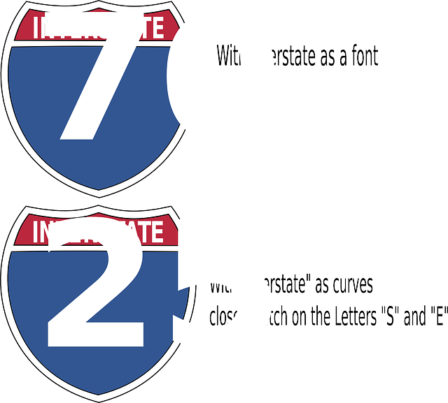 Interstate Sign Font Comparison PNG image