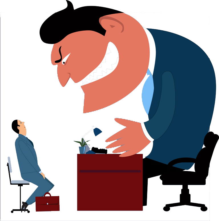 Intimidating Boss Interview Cartoon PNG image