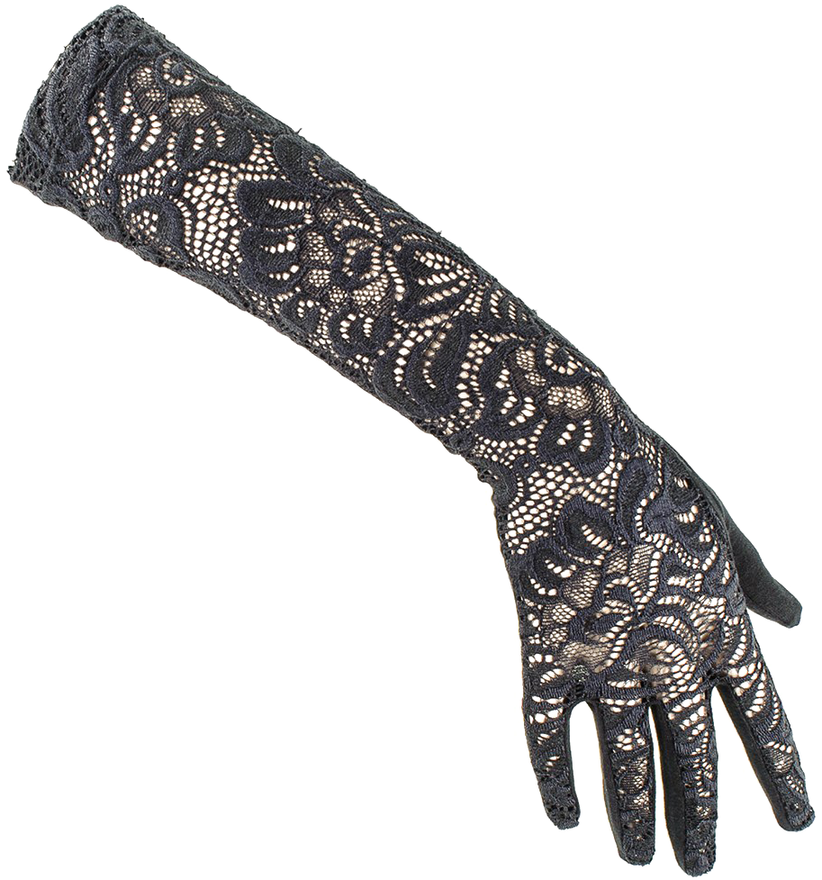 Intricate Black Lace Glove Mehndi Design PNG image