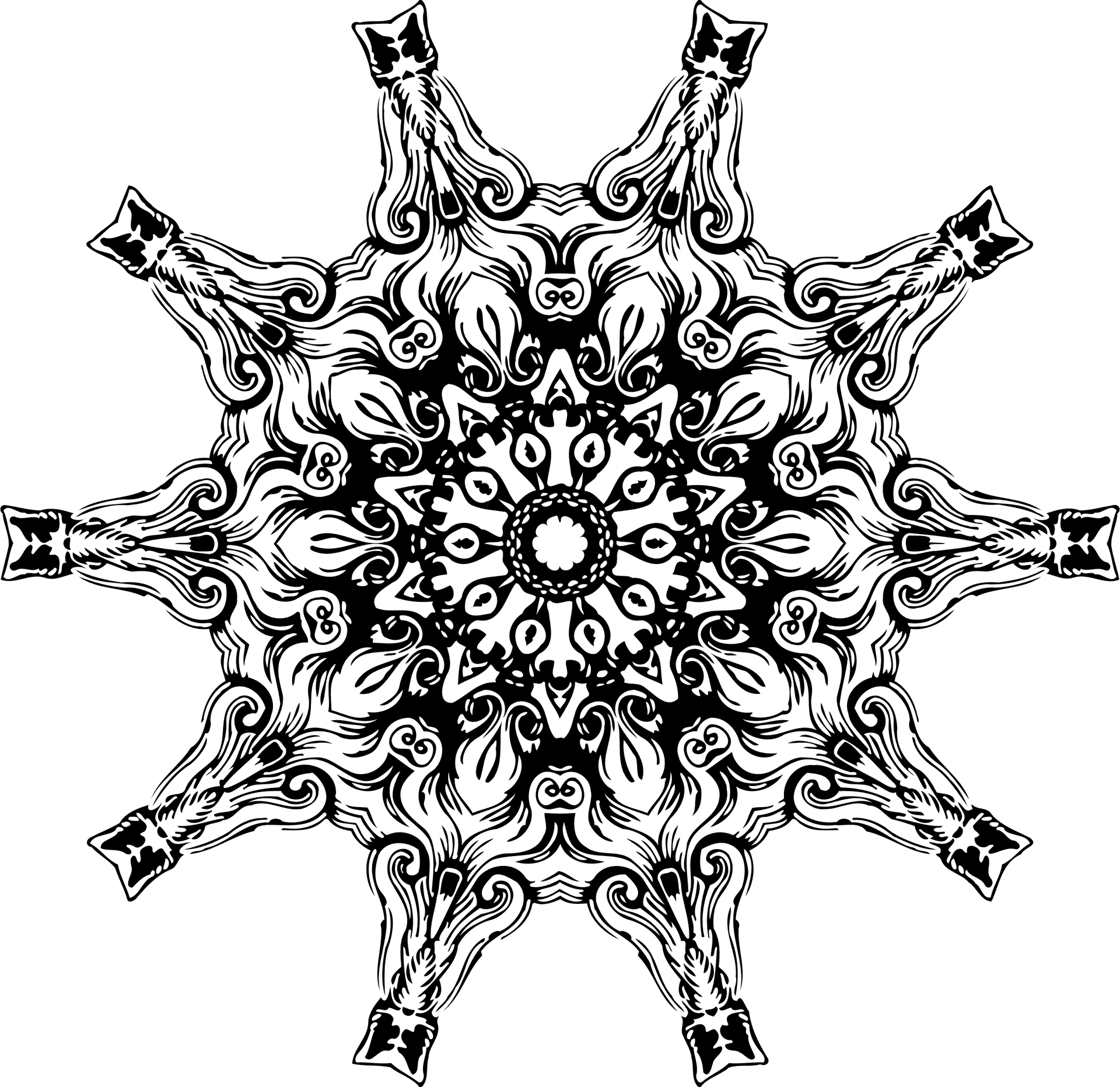 Intricate Black Mandala Design PNG image