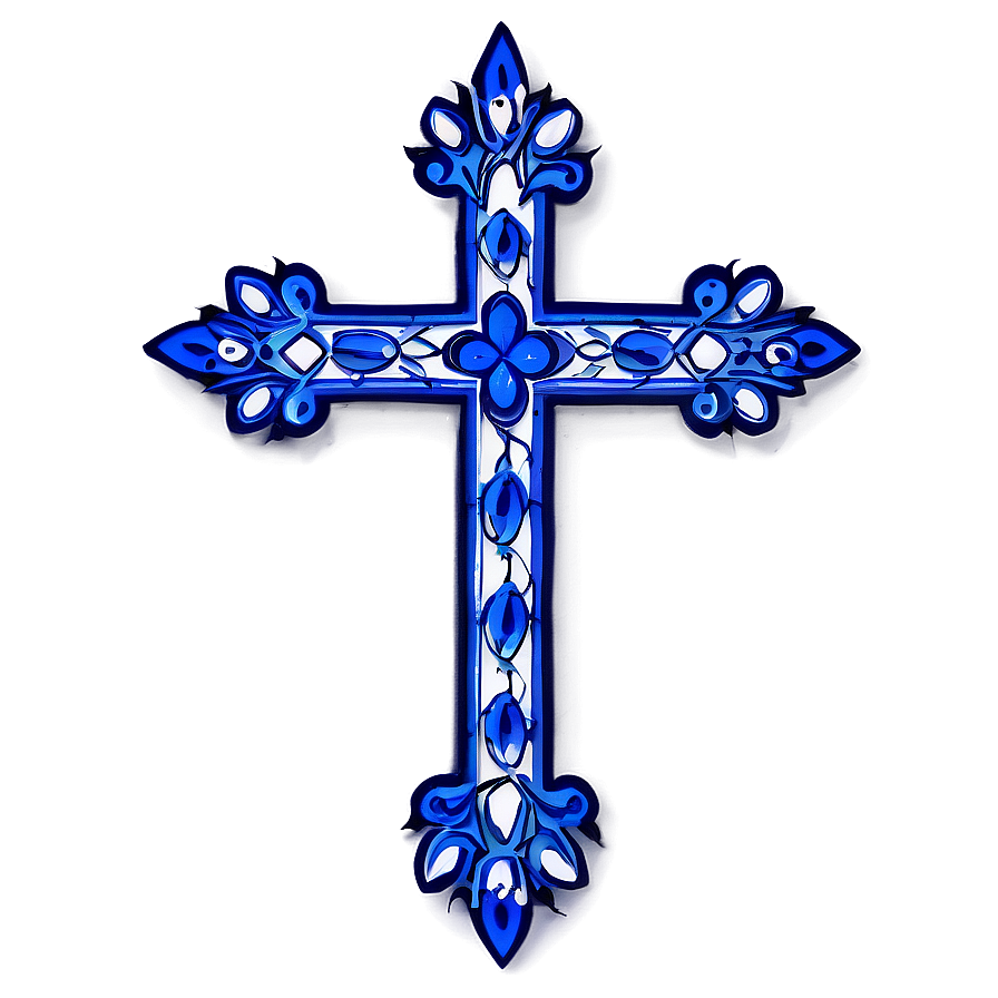 Intricate Blue Cross Detail Png 06292024 PNG image