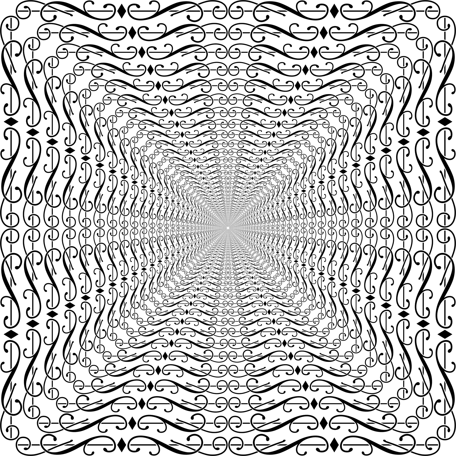 Intricate Blue Pattern Tunnel Abstract PNG image