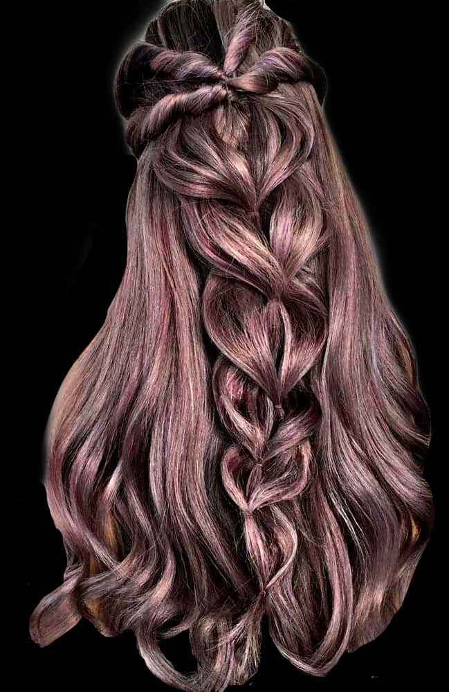 Intricate Braided Hairstyleon Long Hair PNG image