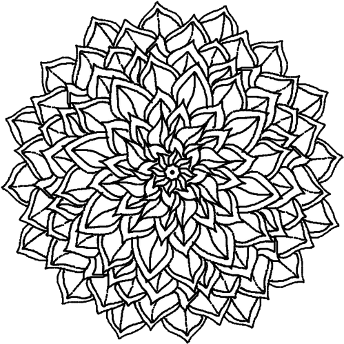 Intricate Dahlia Line Art PNG image