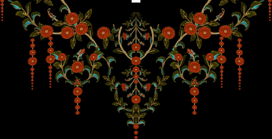 Intricate Floral Embroidery Pattern PNG image