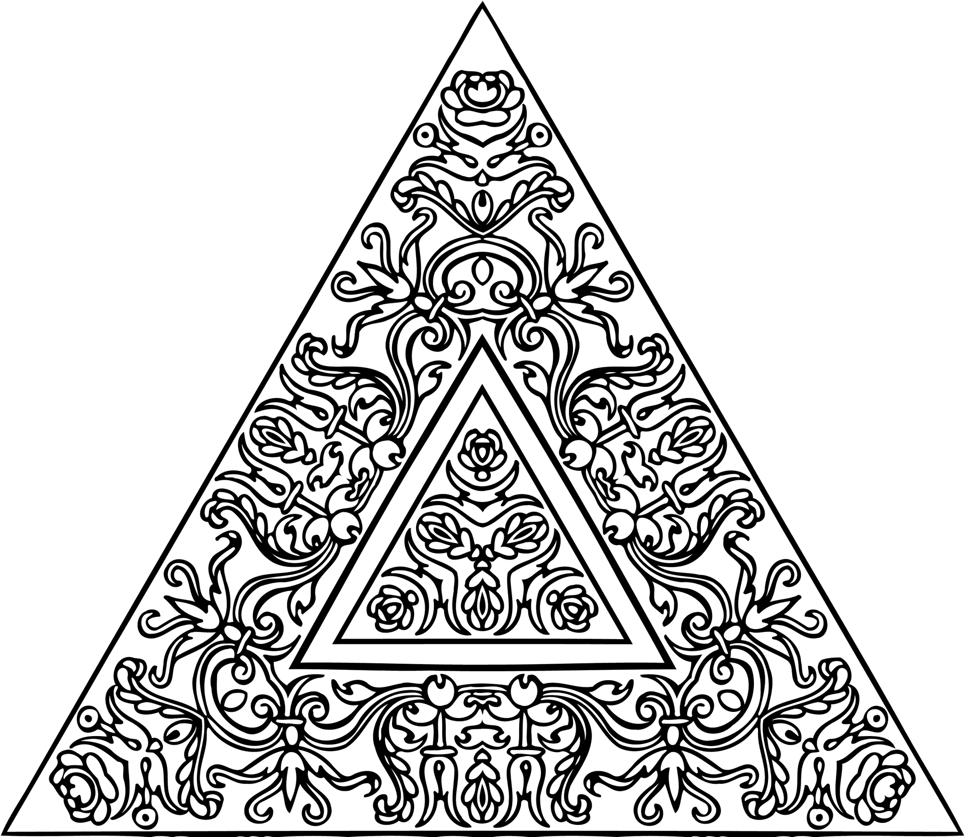 Intricate Floral Triangle Design PNG image