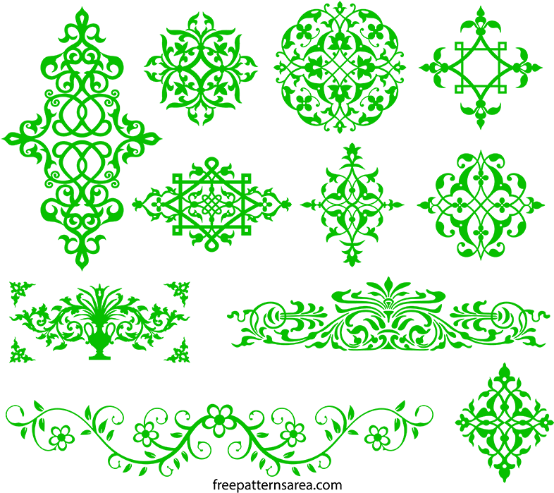 Intricate Green Ornament Vectors Collection PNG image