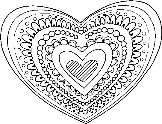 Intricate Heart Coloring Page PNG image