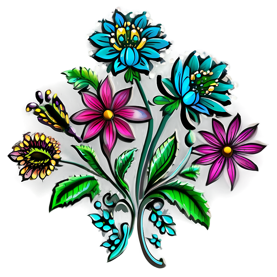 Intricate Indie Flower Design Png 06252024 PNG image