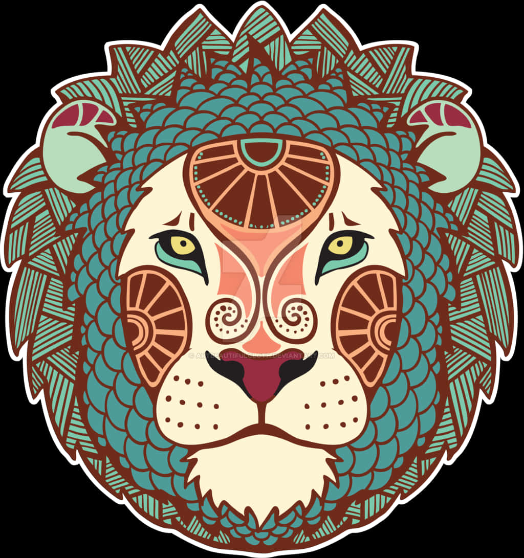 Intricate Lion Mandala Art PNG image