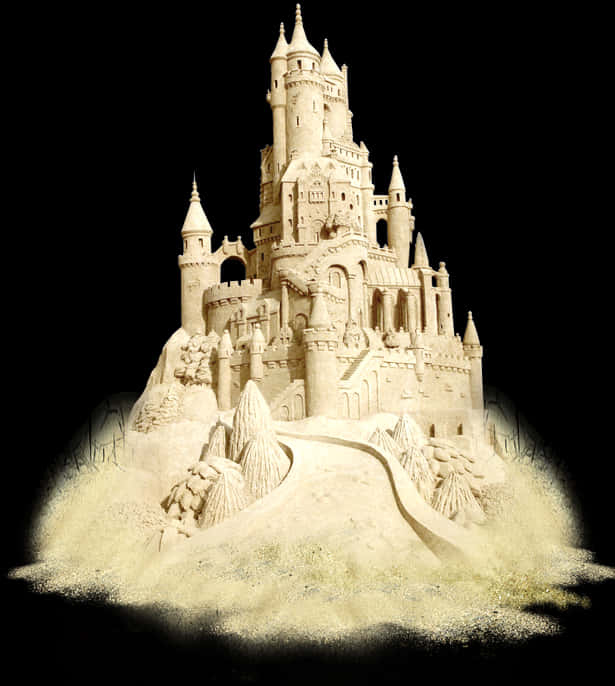 Intricate Sand Castle Sculpture PNG image