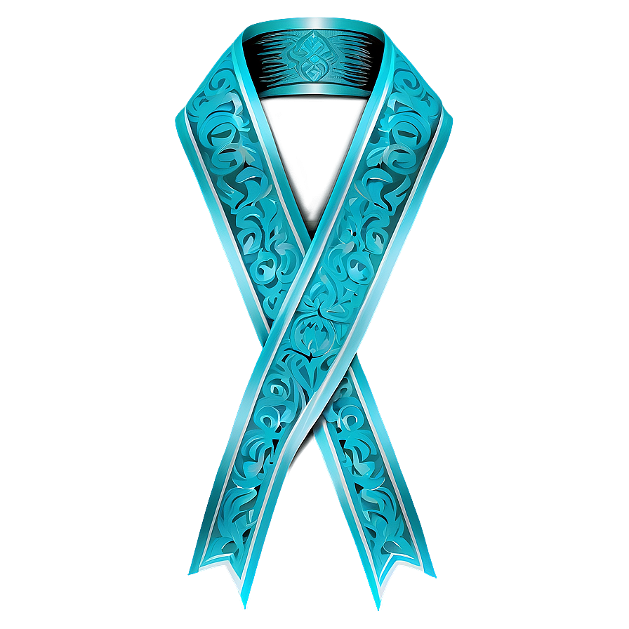 Intricate Teal Ribbon Design Png Jut94 PNG image