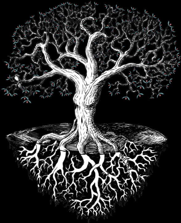 Intricate Treeand Roots Artwork PNG image