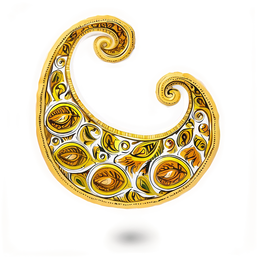 Intricate Yellow Paisley Pattern Png 05062024 PNG image