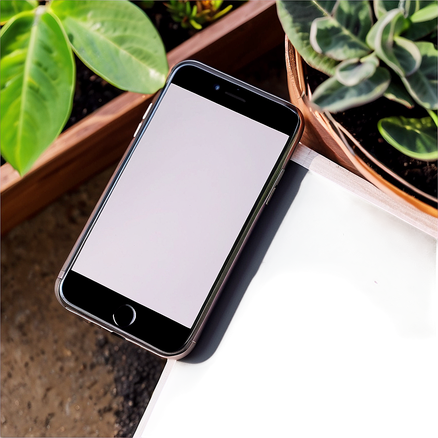 Iphone Mockup With Plants Png Djn94 PNG image