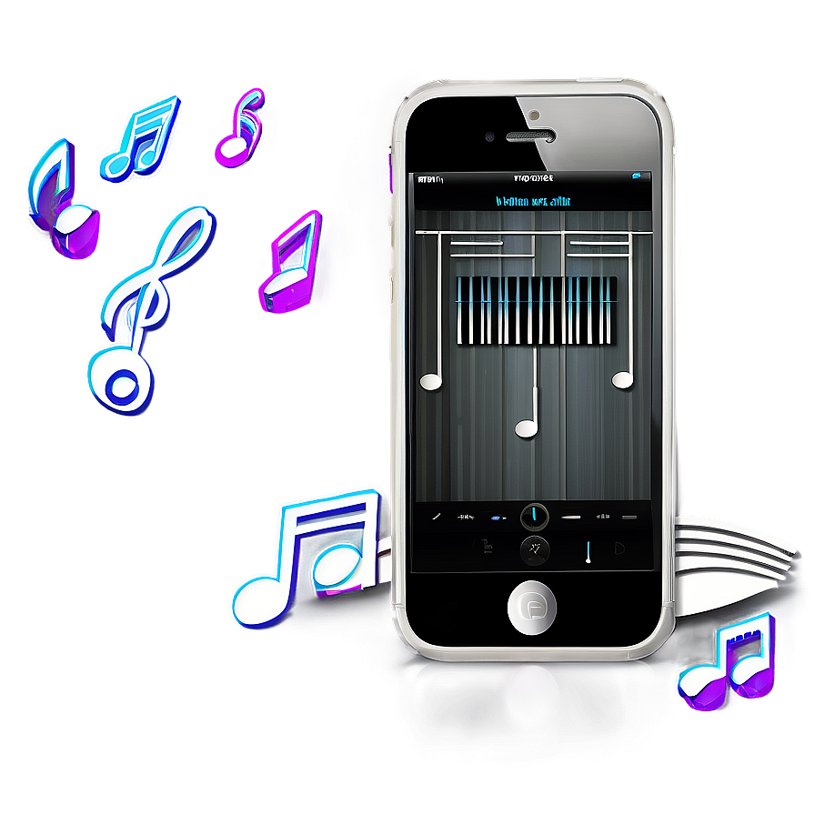 Iphone With Music Notes Floating Png Omg95 PNG image