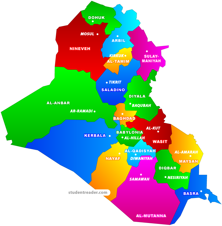 Iraq Administrative Divisions Map PNG image