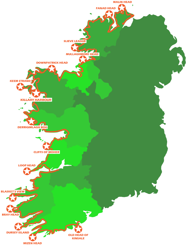 Ireland Wild Atlantic Way Map PNG image