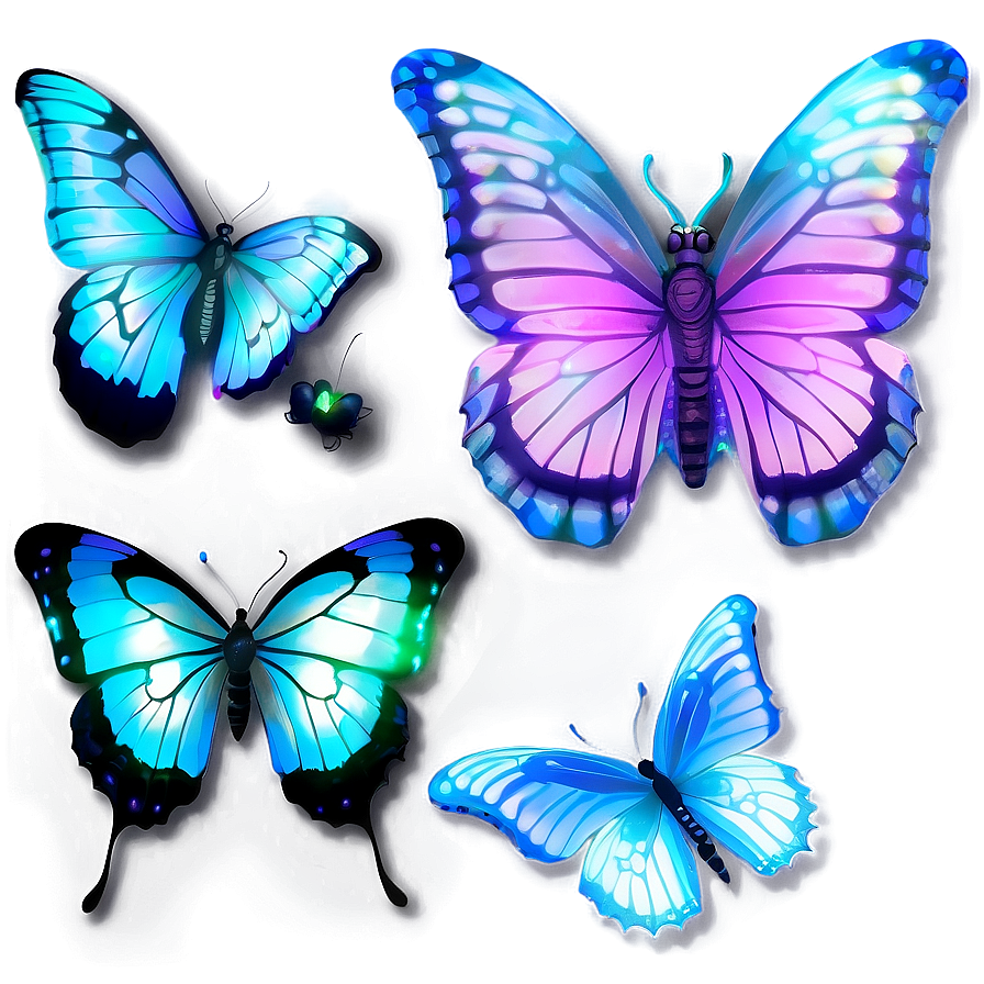 Iridescent Butterfly Glow Png Thh65 PNG image