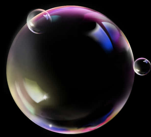 Iridescent Soap Bubbles Against Black Background PNG image