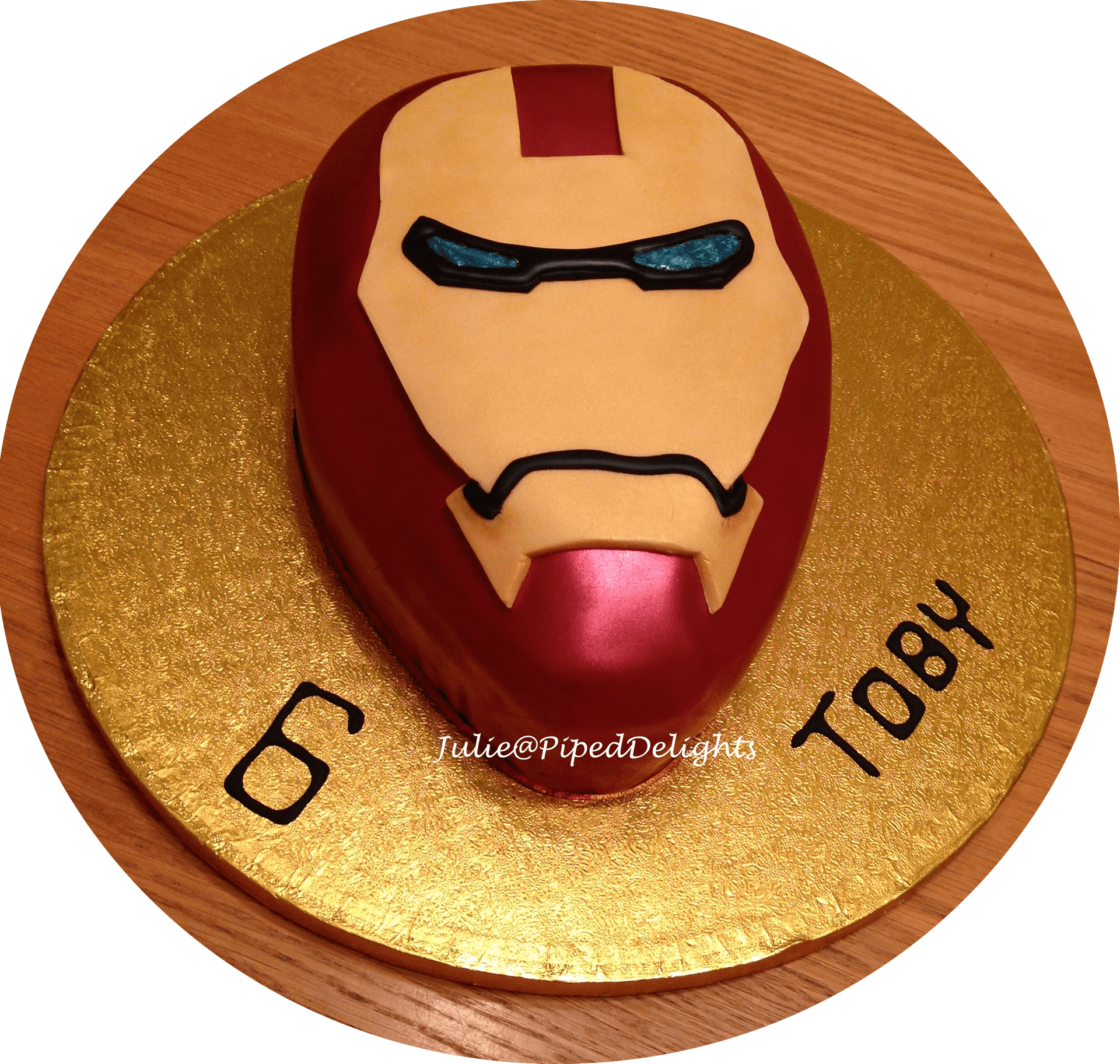 Iron Man Mask Cake Celebration PNG image