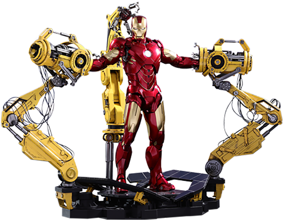 Iron Man Suit Assembly Robotic Arms PNG image