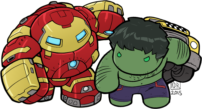 Iron Manand Hulk Cartoon Illustration PNG image