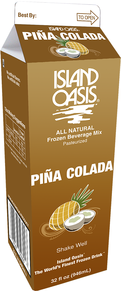 Island Oasis Pina Colada Frozen Mix Packaging PNG image