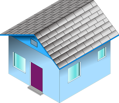 Isometric Blue House Illustration PNG image