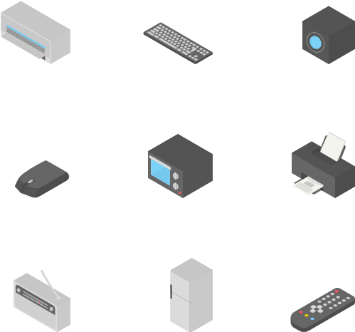 Isometric Electronics Collection PNG image