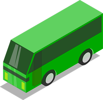 Isometric Green Bus Illustration PNG image
