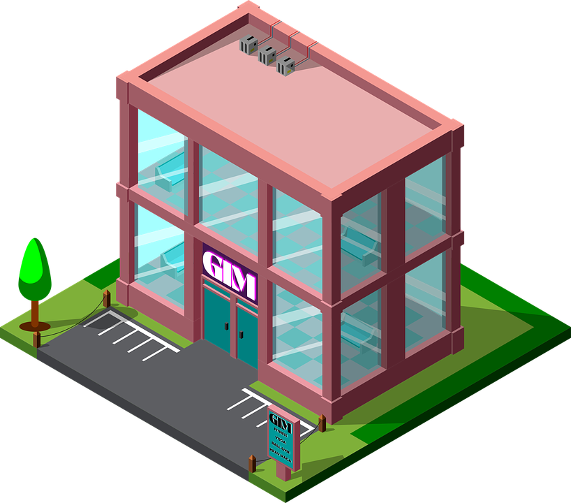 Isometric Gym Building Illustration PNG image