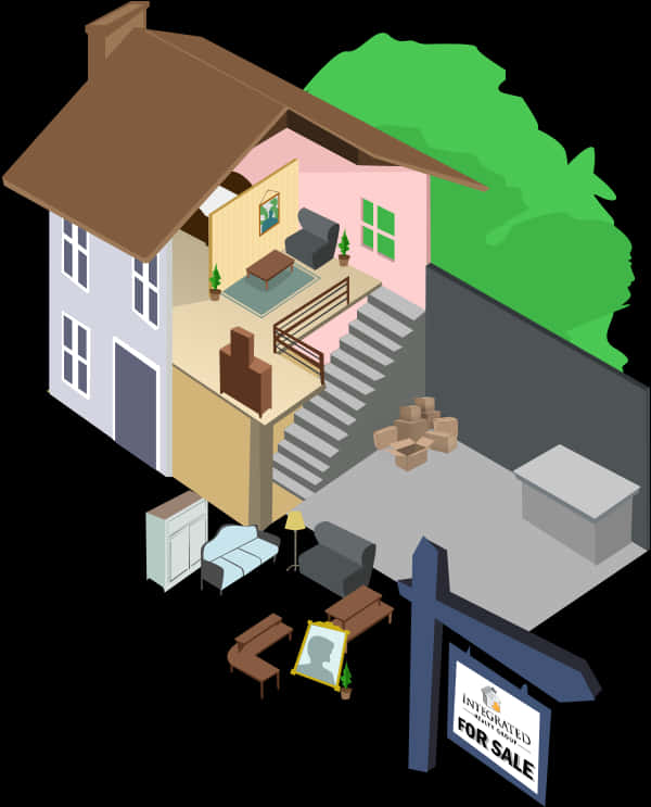Isometric House For Sale Illustration PNG image