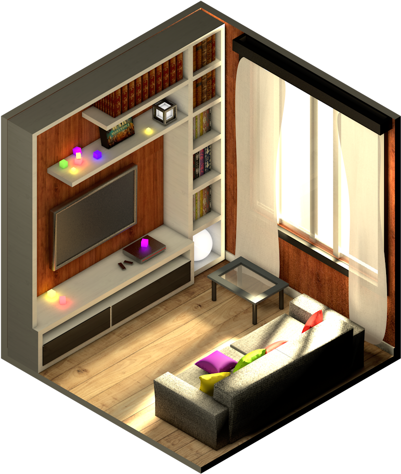 Isometric Living Room Design PNG image