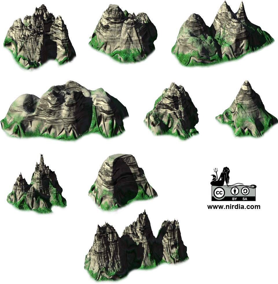 Isometric Mountain Models Set PNG image