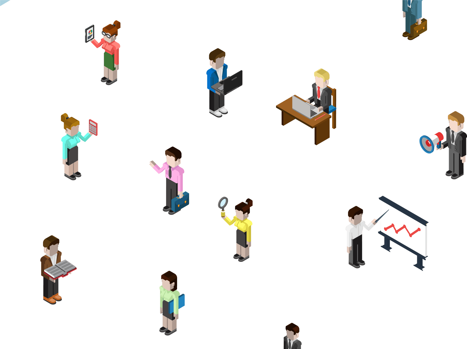 Isometric Office Workers Collection PNG image