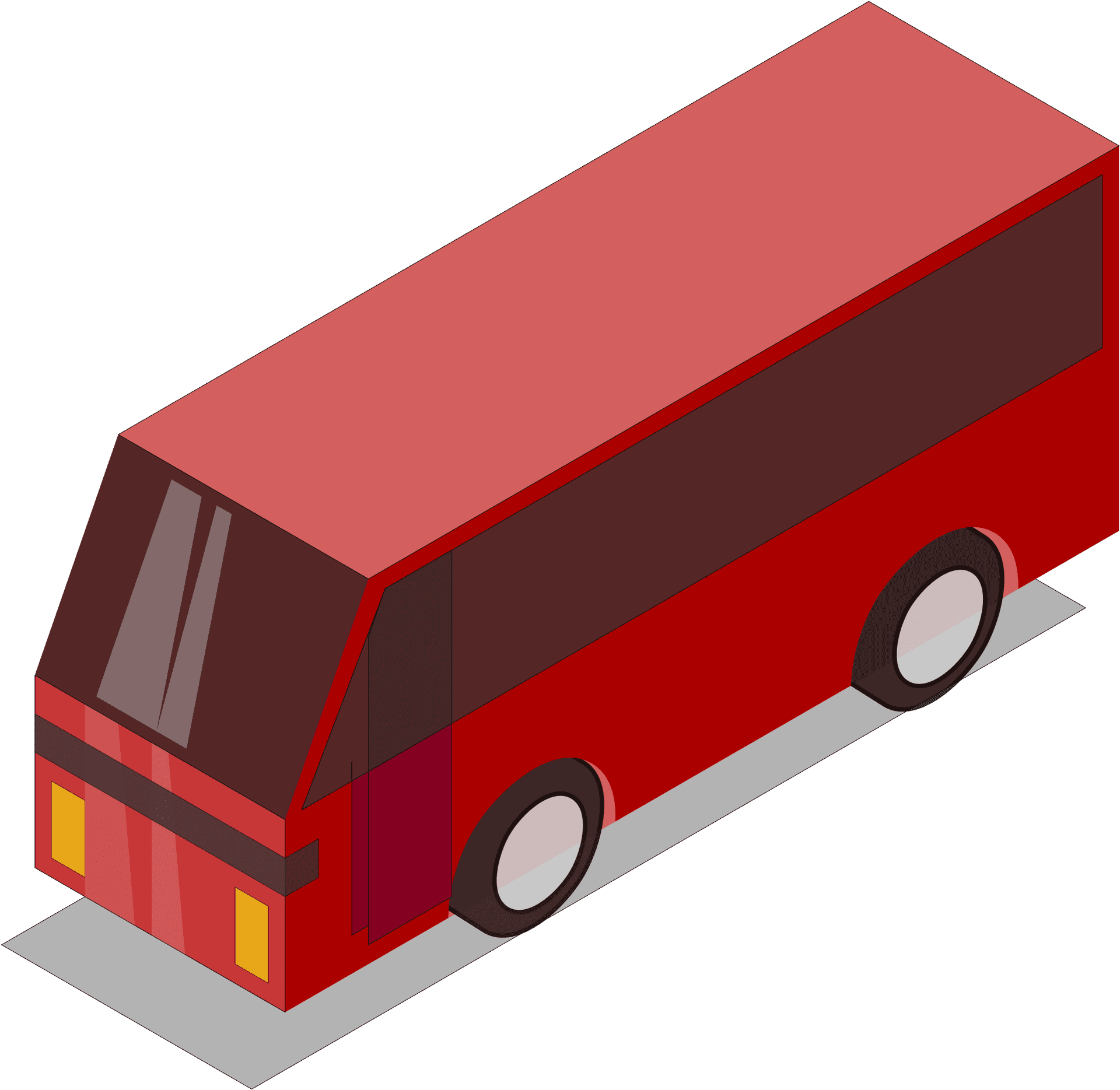 Isometric Red Bus3 D Rendering PNG image