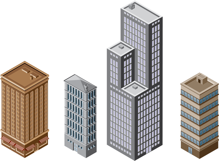 Isometric Skyscrapers Vector Illustration PNG image