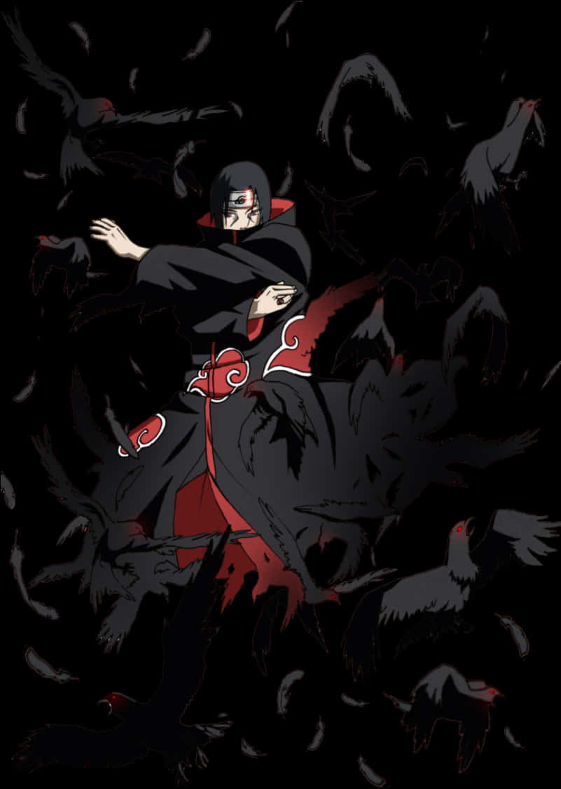 Itachi Uchiha Crows Illusion PNG image