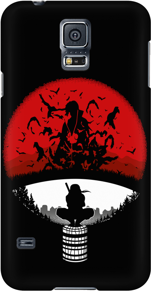 Itachi Uchiha Red Moon Silhouette Phone Case PNG image