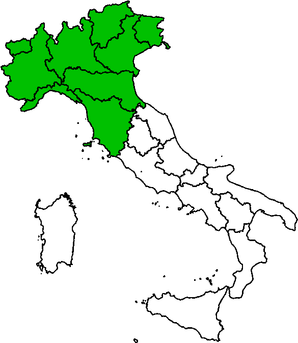 Italy Regions Map Green North PNG image