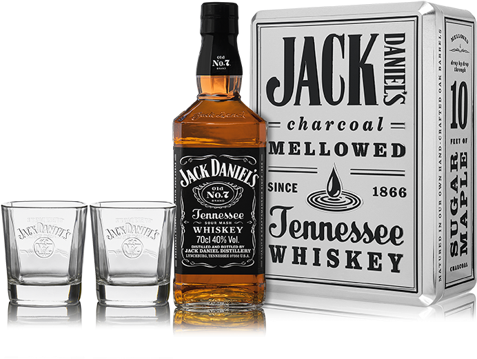 Jack Daniels Whiskeyand Glasses PNG image