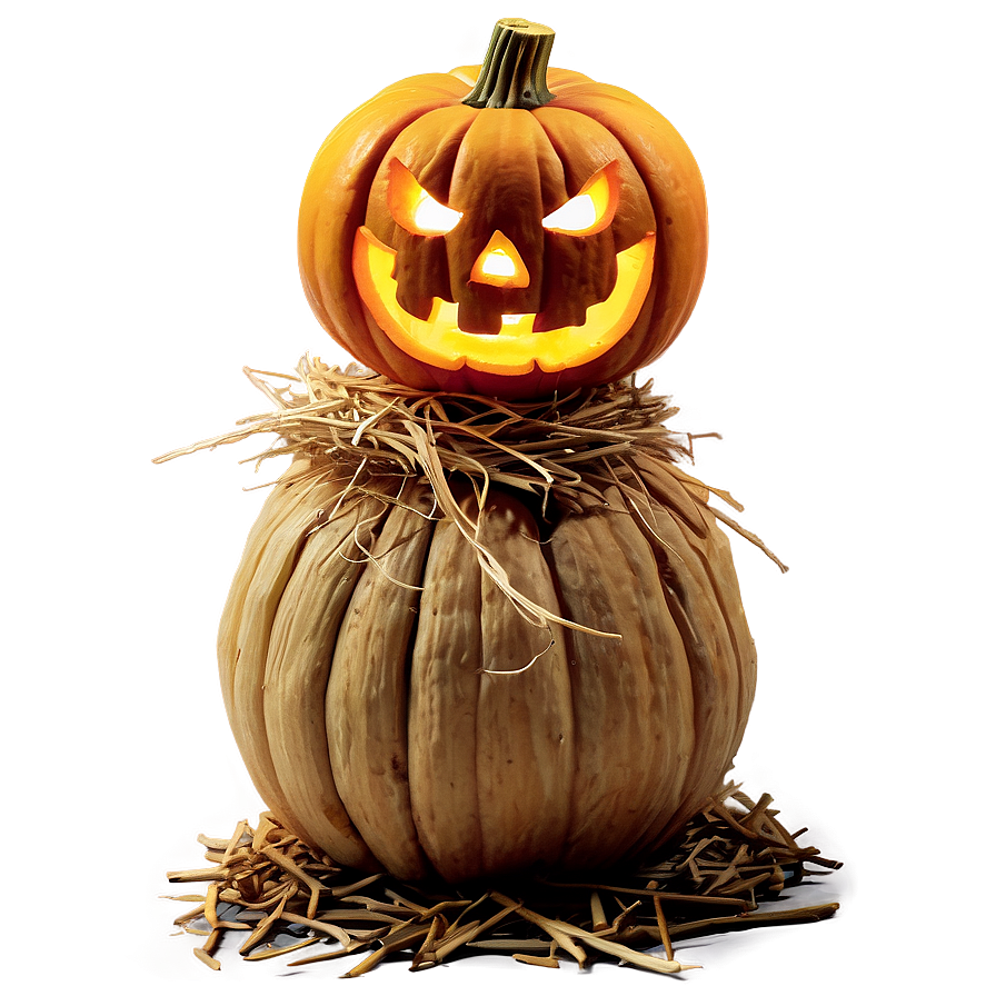 Jack O Lantern On Haystack Png Dxc PNG image