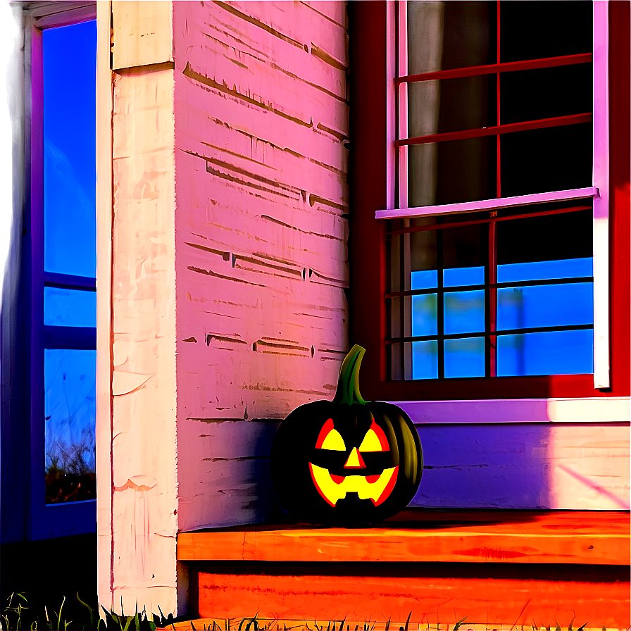 Jack O Lantern On Porch Png 05252024 PNG image