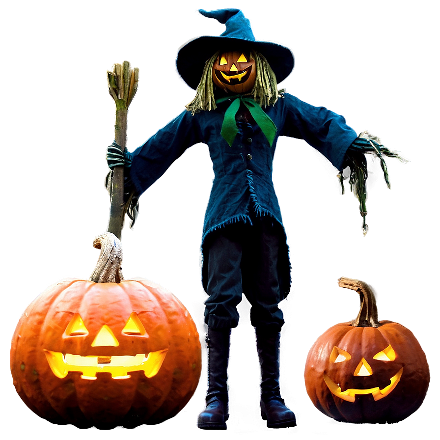 Jack O Lantern With Scarecrow Png Kwi67 PNG image