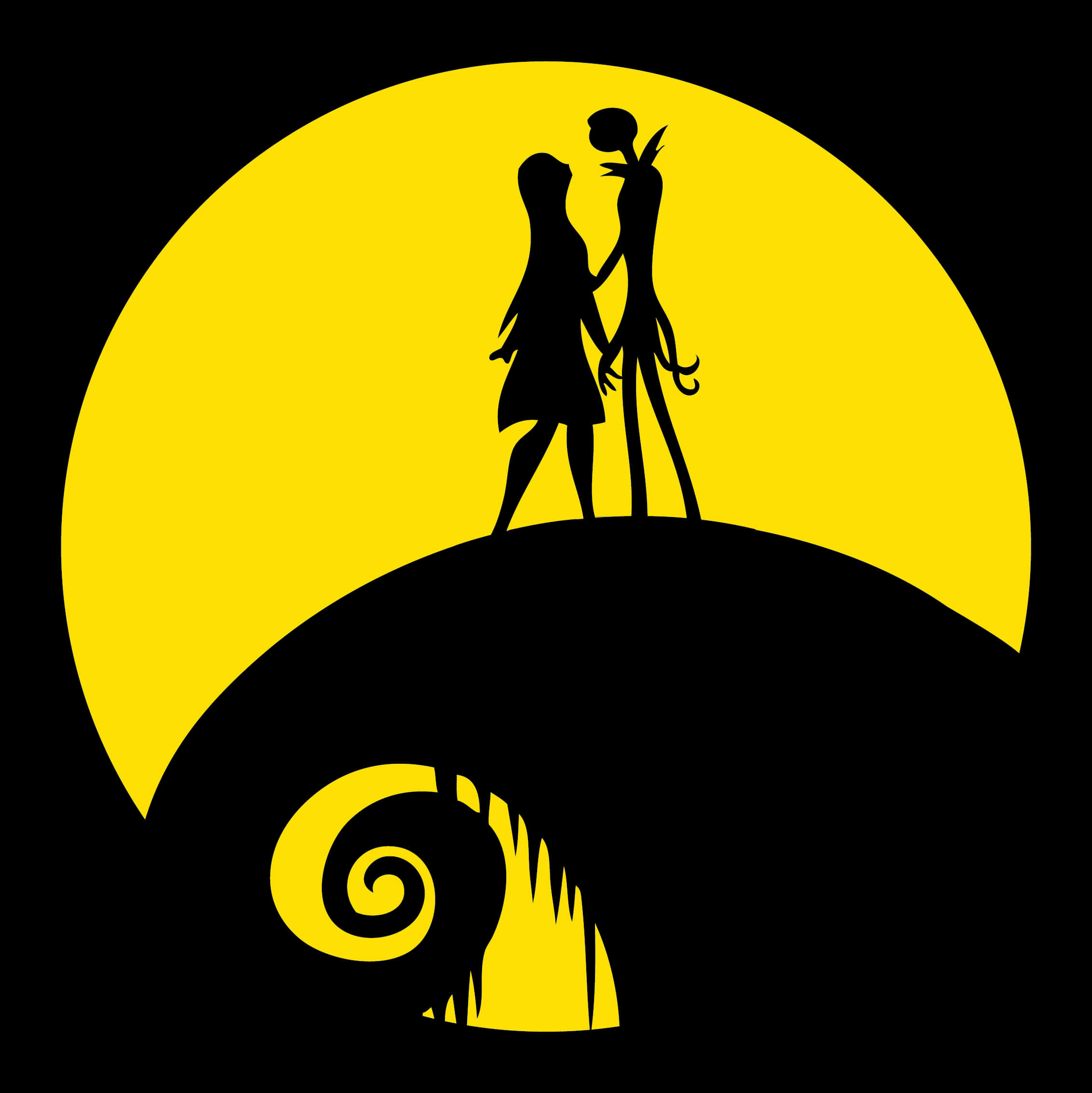 Jackand Sally Moonlight Silhouette PNG image