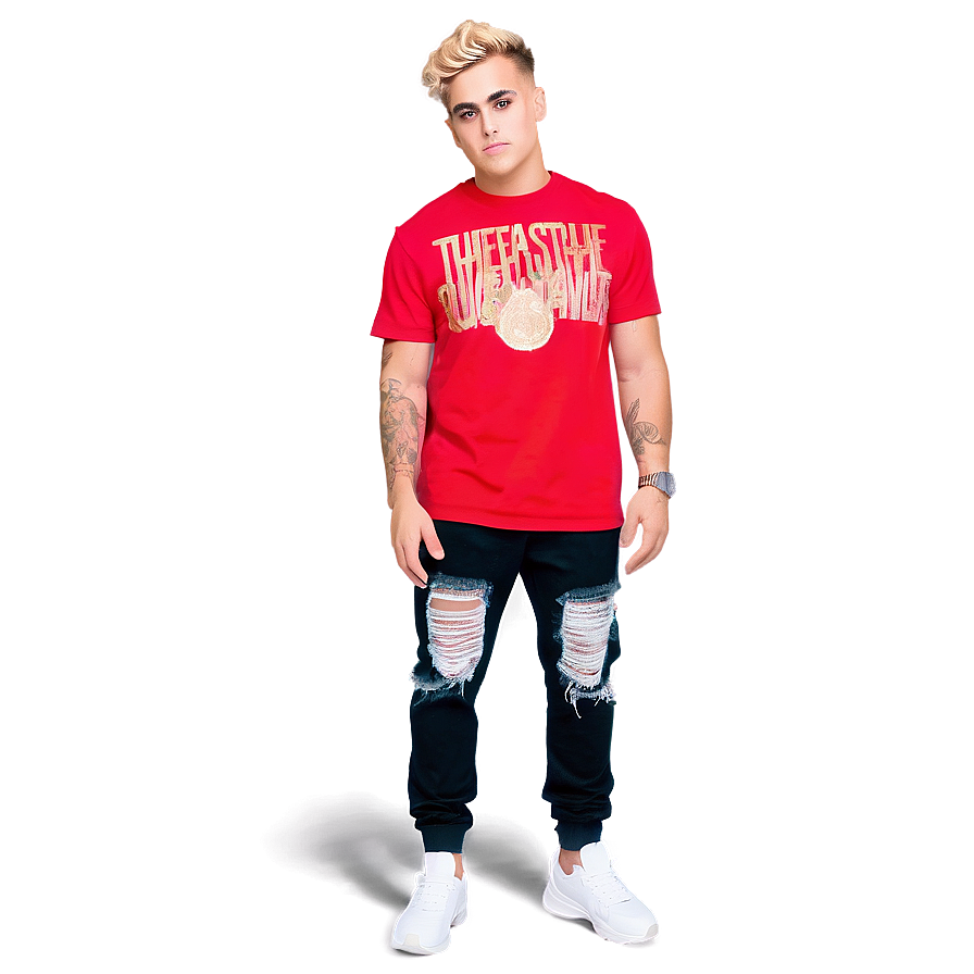 Jake Paul Red Shirt Pose PNG image