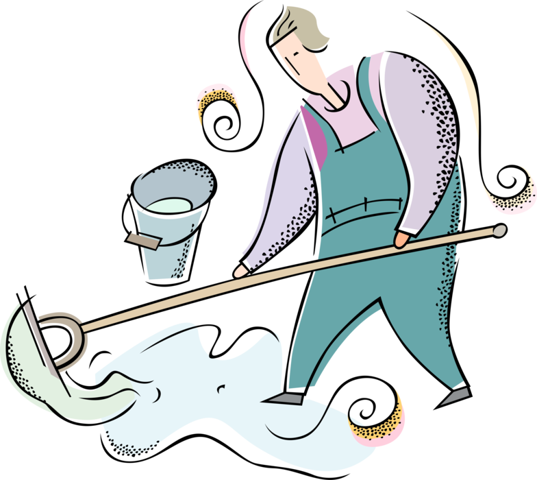 Janitor Cleaning Floor Illustration PNG image