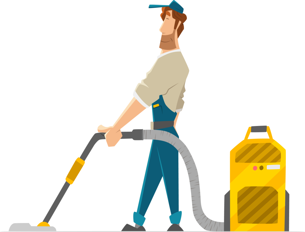 Janitor Cleaning With Vacuum Cleaner PNG image